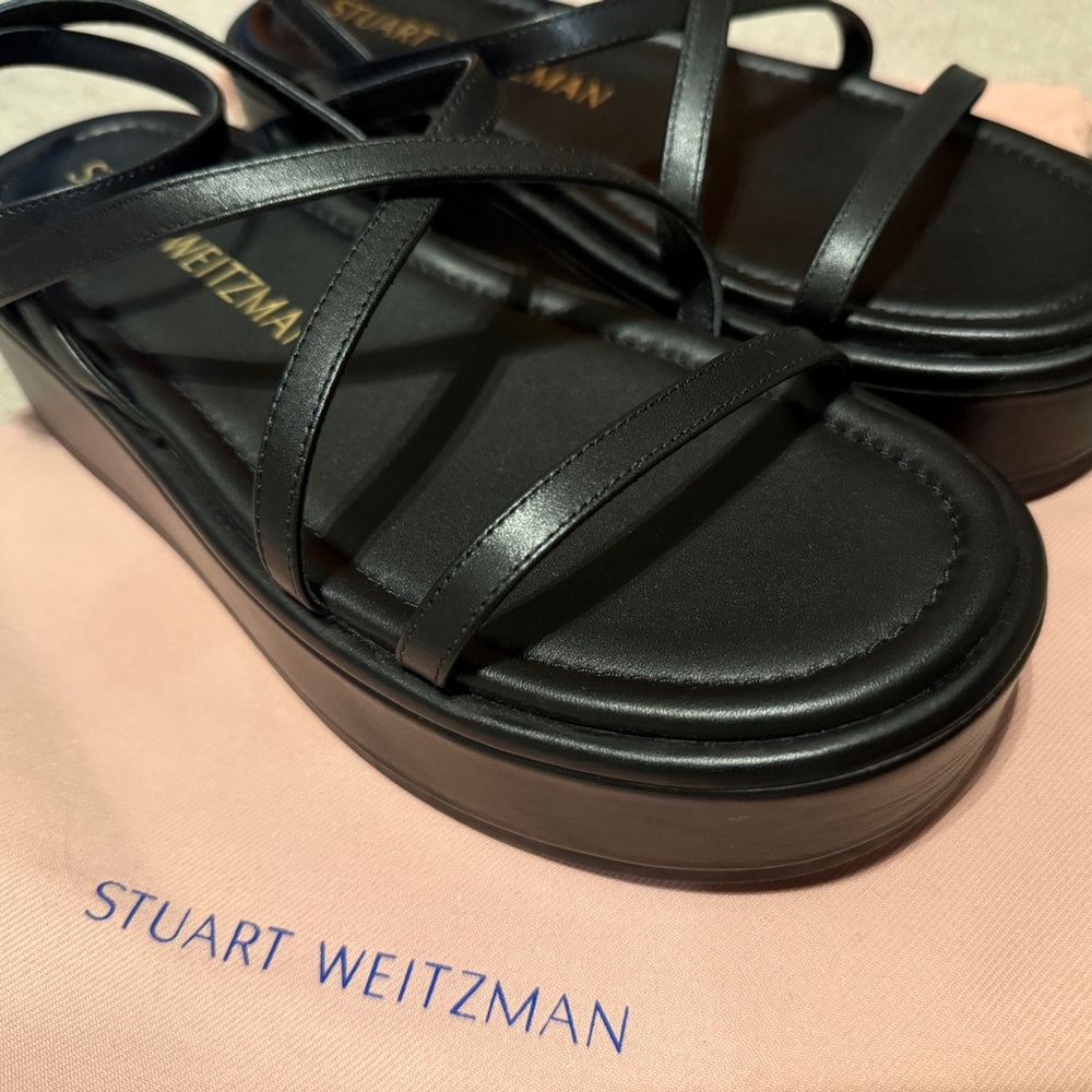 Stuart Weitzman Summerlift Leather Platform Sandals – Black, Size 8.5 – NWT - Picture 2 of 8